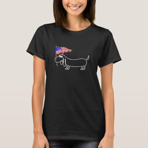 Dachshund July 4th American Flag Dog T_Shirt
