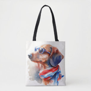 DACHSHUND JULY 4TH TOTE BAG