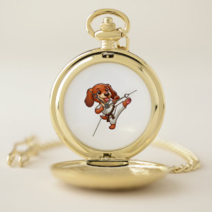 Dachshund karate martial arts high kick pocket watch