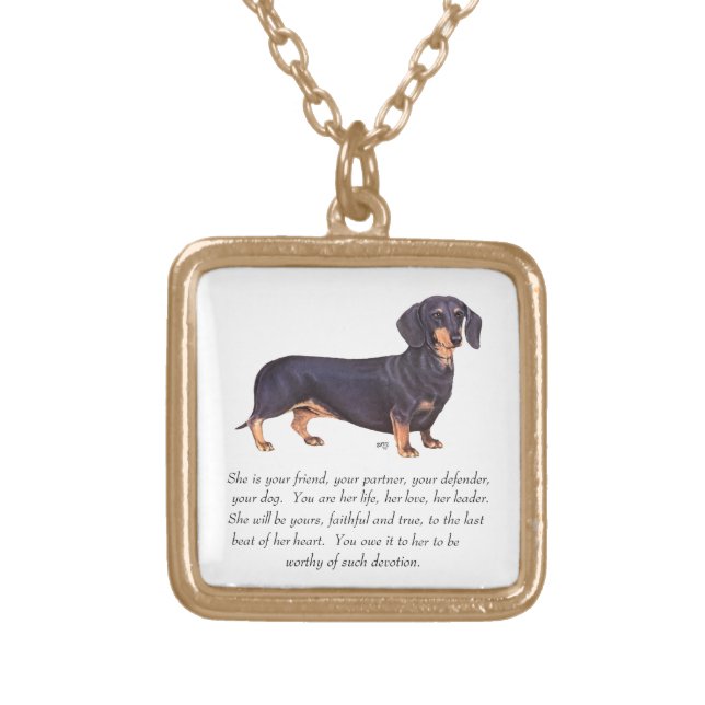 Dachshund Keepsake - Female Gold Plated Necklace (Front)