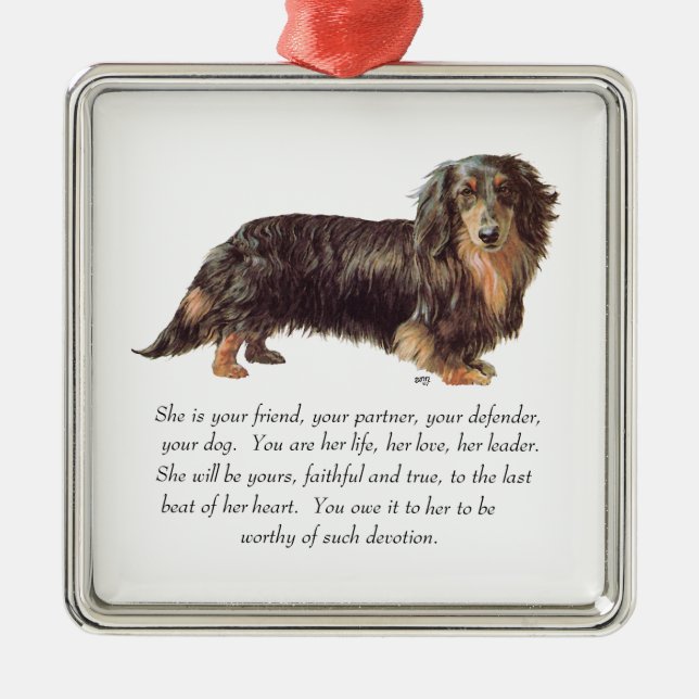 Dachshund Keepsake - Female Metal Ornament (Front)