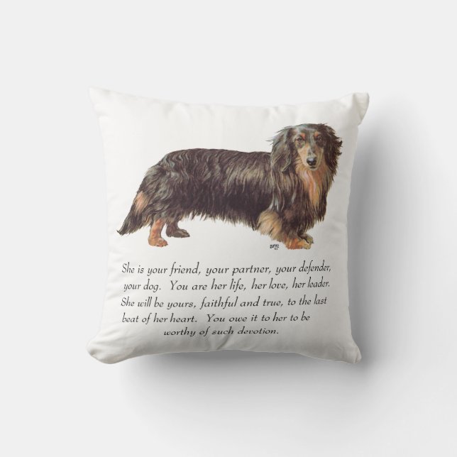 Dachshund Keepsake - Female Throw Pillow (Front)