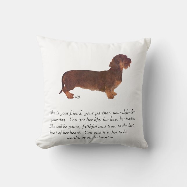 Dachshund Keepsake - Female Throw Pillow (Front)