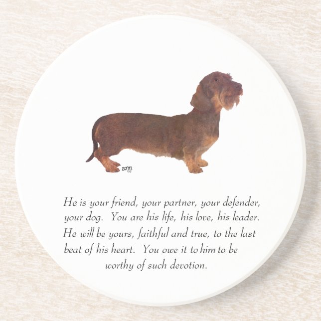 Dachshund Keepsake - Male Drink Coaster (Front)