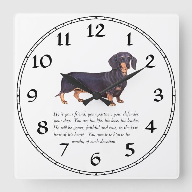 Dachshund Keepsake - Male Square Wall Clock (Front)