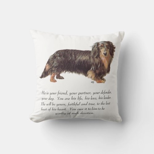 Dachshund Keepsake _ Male Throw Pillow