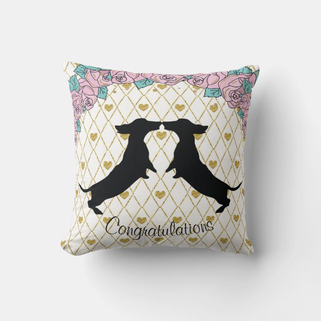 Dachshund Keepsake Pillow Wedding Gift Two Sided (Front)