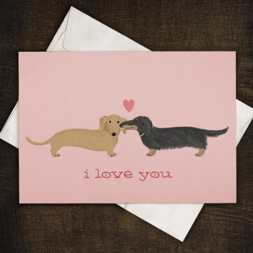 Dachshund Kiss Wiener Dogs Love Valentine Card