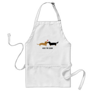 Dachshund Kiss with Custom Text Adult Apron