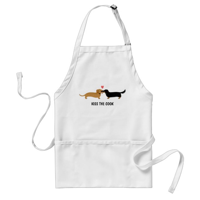 Dachshund Kiss with Custom Text Adult Apron (Front)