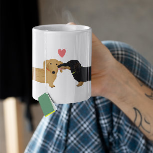 Dachshund Kiss with Heart Cute Wiener Dogs Love Large Coffee Mug
