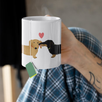 Dachshund Kiss With Heart Cute Wiener Dogs Love Large Coffee Mug by jennsdoodleworld at Zazzle
