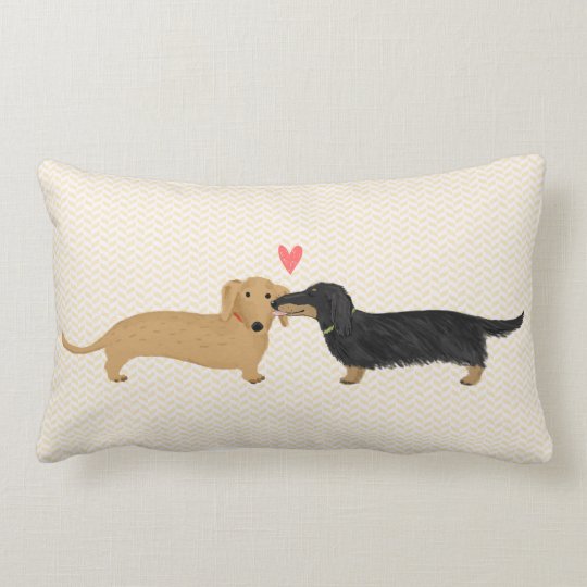 Dachshund Kiss With Heart Cute Wiener Dogs Lumbar Pillow