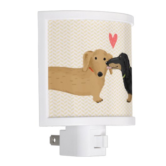 Dachshund Kiss with Heart | Cute Wiener Dogs Night Light (Right)