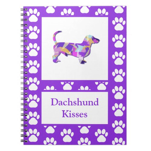 Dachshund Kisses Dog Silhouette PurplePYB Notebook