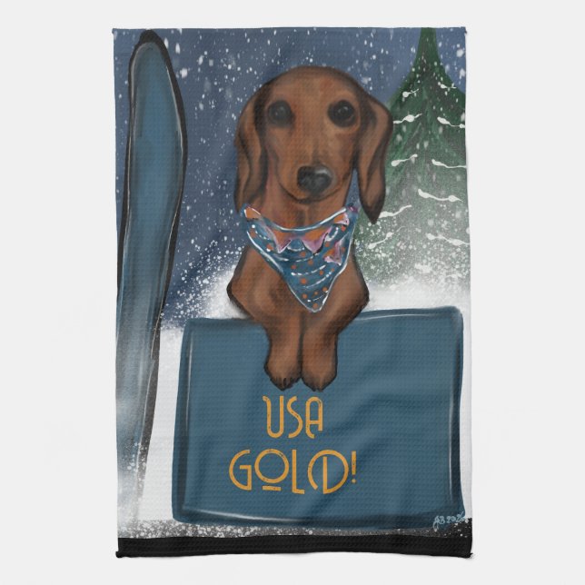 DACHSHUND  KITCHEN TOWEL (Vertical)