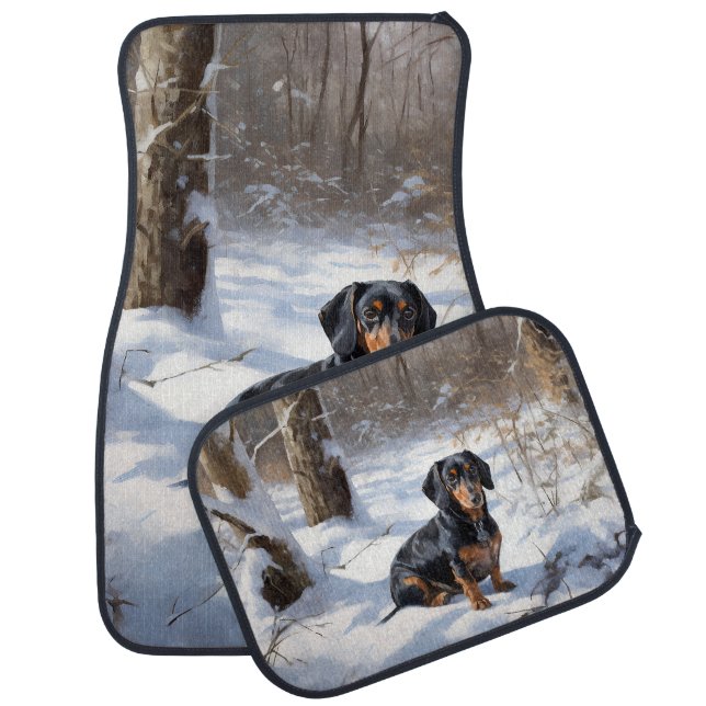 Dachshund Let It Snow Christmas Car Floor Mat (Set)