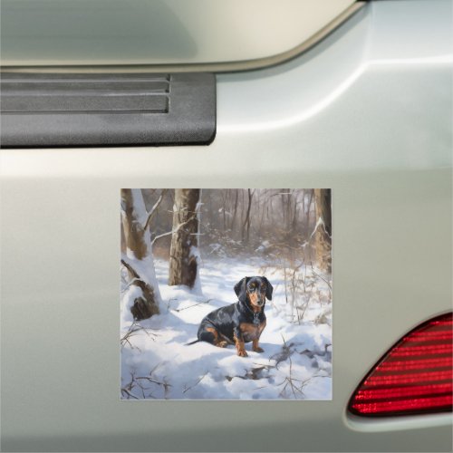 Dachshund Let It Snow Christmas Car Magnet