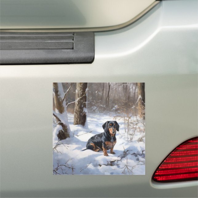 Dachshund Let It Snow Christmas Car Magnet (In Situ)