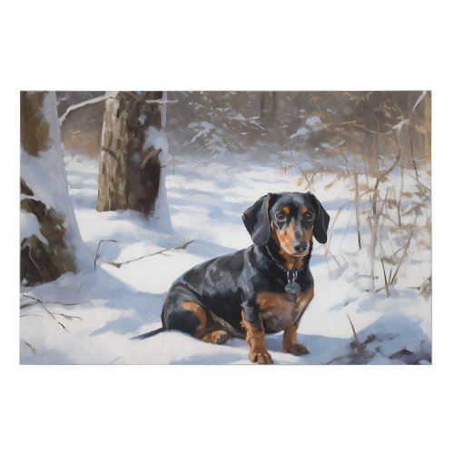 Dachshund Let It Snow Christmas Faux Canvas Print