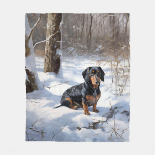 Dachshund Let It Snow Christmas Fleece Blanket