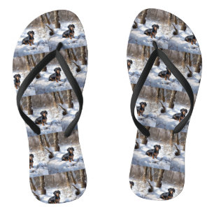 Dachshund Let It Snow Christmas Flip Flops