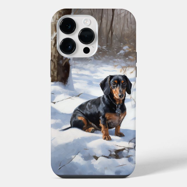 Dachshund Let It Snow Christmas Iphone Case (Back)