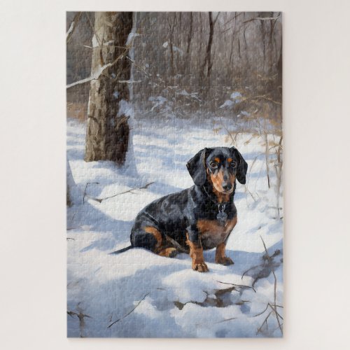 Dachshund Let It Snow Christmas Jigsaw Puzzle