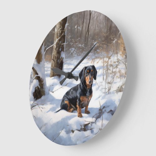 Dachshund Let It Snow Christmas Large Clock