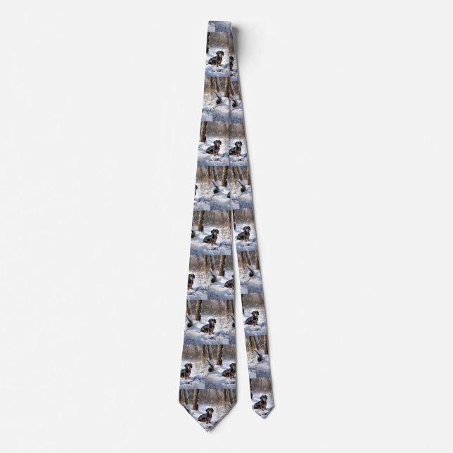Dachshund Let It Snow Christmas Neck Tie (Front)