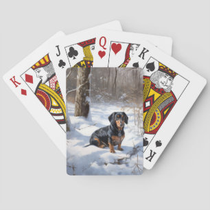 Dachshund Let It Snow Christmas Poker Cards