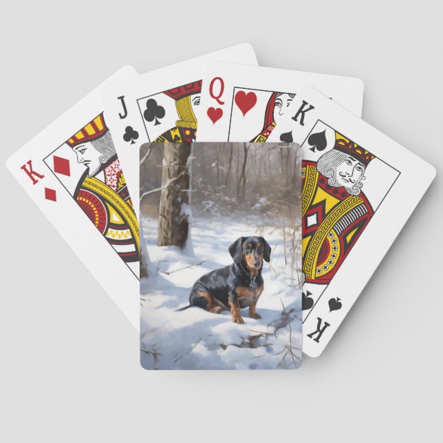 Dachshund Let It Snow Christmas Poker Cards (Back)