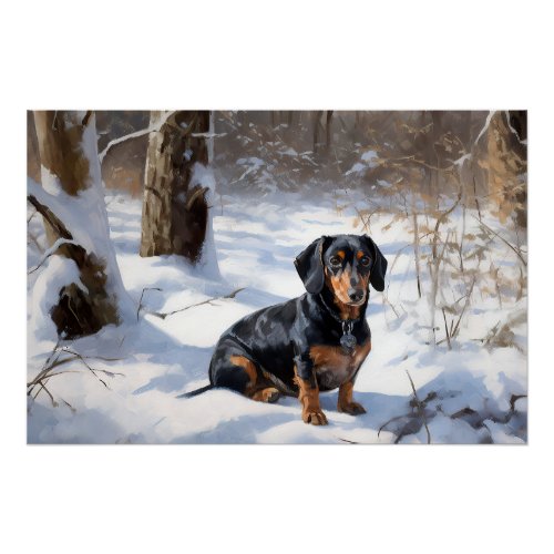 Dachshund Let It Snow Christmas Poster