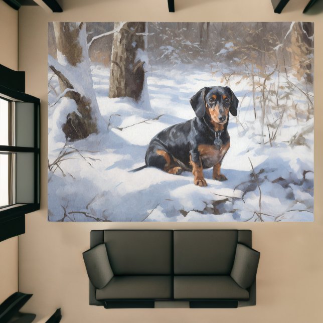 Dachshund Let It Snow Christmas Rug (Insitu (Indoor 1))