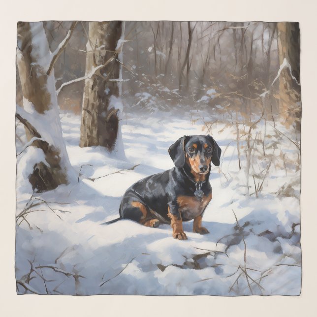 Dachshund Let It Snow Christmas Scarf (Front)
