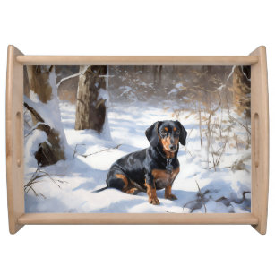 Dachshund Let It Snow Christmas Serving Tray