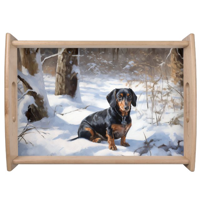 Dachshund Let It Snow Christmas Serving Tray (Front)