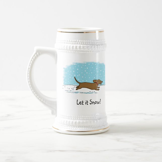 Dachshund Let it Snow - Winter Wiener Dog Holiday Beer Stein (Left)