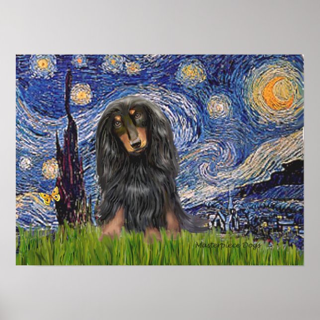 Dachshund (LHBT) - Starry Night Poster (Front)