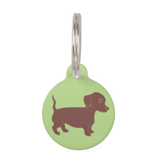 Dachshund Light Green Custom Round Dog Name Tag