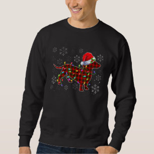 Dachshund Light Red Plaid Hat Santa Christmas Paj Sweatshirt