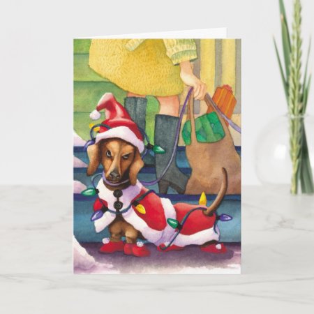Dachshund Lights - Funny Christmas Holiday Card