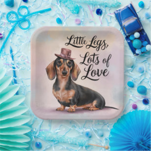 Dachshund Little Legs Lots of Love Paper Plates