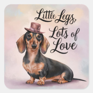 Dachshund Little Legs Lots of Love Square Sticker