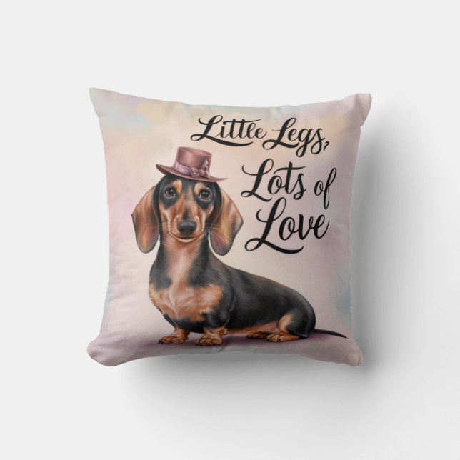 Dachshund Little Legs Lots of Love Throw Pillow (Front)