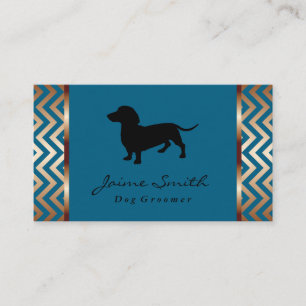 Dachshund Logo Dog Groomer Business Card