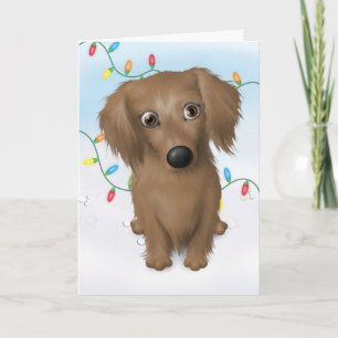 Dachshund (Long Hair) Christmas Holiday Card