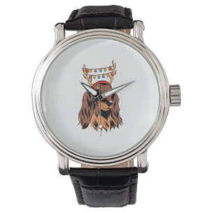 Dachshund Long Hair Reindeer Christmas Tree Lights Watch