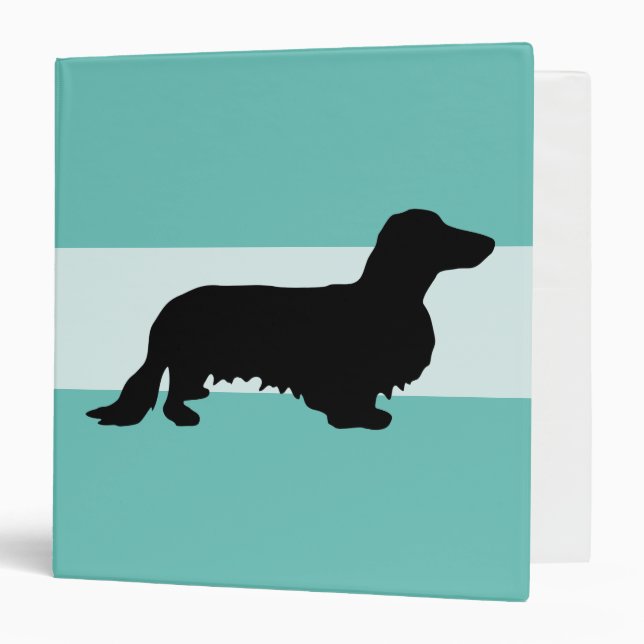 Dachshund Long Hair - Silhouette 1 3 Ring Binder (Front/Inside)