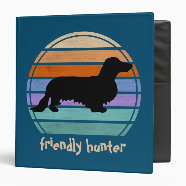 Dachshund Long Hair - Silhouette 1 3 Ring Binder (Front/Inside)